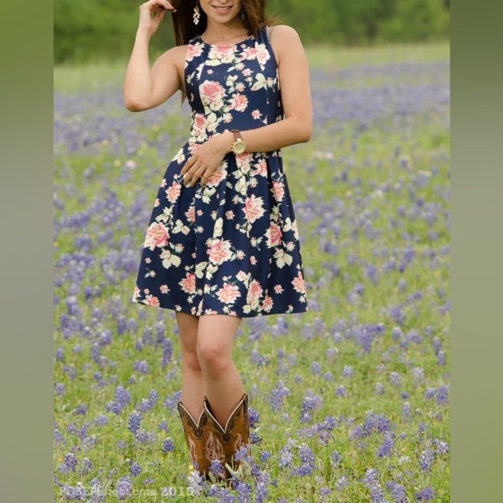 Xhilaration - Floral Print Dress with Cut Out Back Detail - Size Small